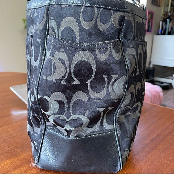COACH E06K- 6429 Signature Optic Diaper Bag Tote Black Gray - Picture 5 of 16